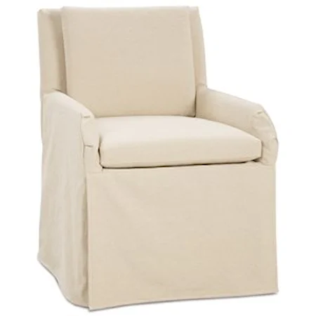 Casual Upholstered Dining Chair with Slip Cover Skirt